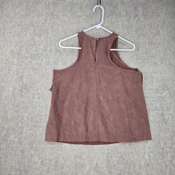 Hollister Suede Fringe Sleeveless Tank Top Mauve Pink Size Large - Picture 2 of 6